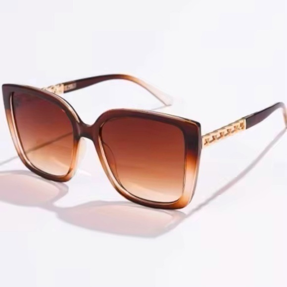 Accessories - Square Fashion Sunglasses - Clear Brown